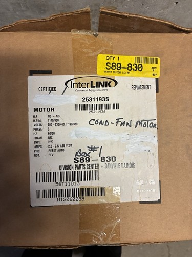 Interlink condenser fan motor - condenser,